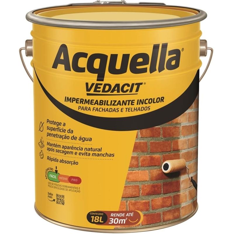 Impermeabilizante Acquella Incolor 18l - Vedacit - 112308 - Unitário