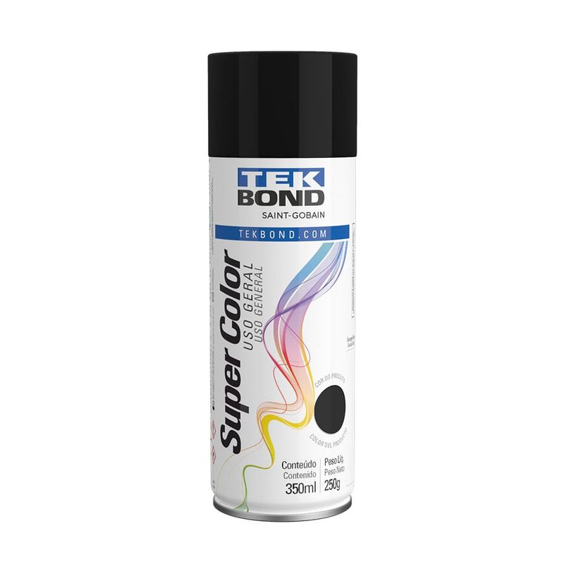 Tinta Spray Tekspray Super Color 350ml Preto Fosco - Tekbond - 23001006900 - Unitário