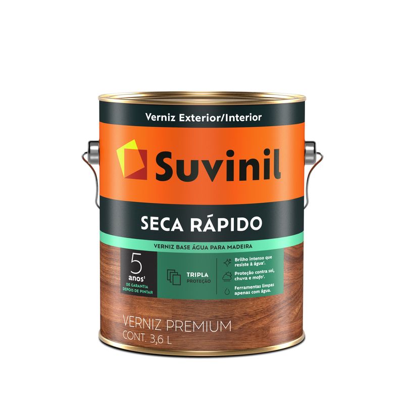 Verniz Seca Rapido Brilhante 3.6L Mogno - Suvinil - 50347968 - Unitário