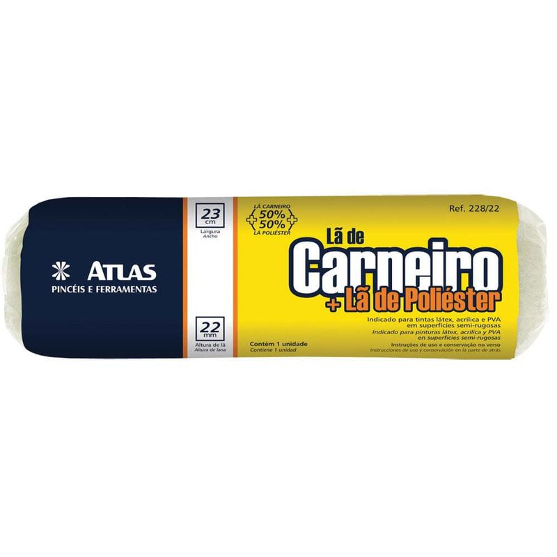 Rolo para Pintura Lã Mista 23cm - Atlas - 228-22 - Unitário