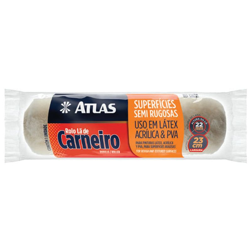 Rolo Lã Carneiro 23cm sem Garfo - Atlas - 328/22 - Unitário