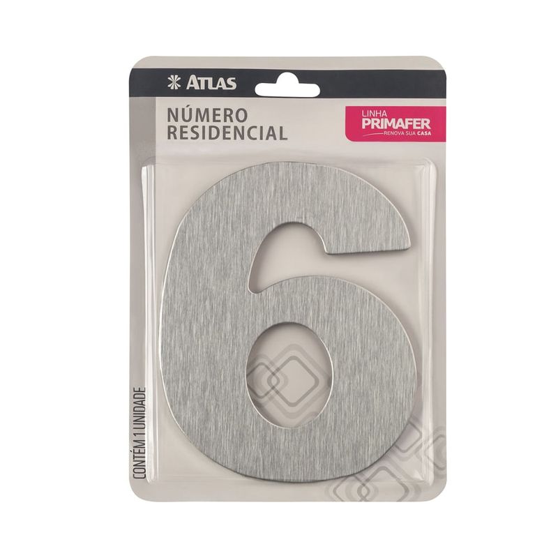 Algarismo Numérico para Casa Adesivo 12cm 6 Acm - Atlas - PR3001/6 - Unitário