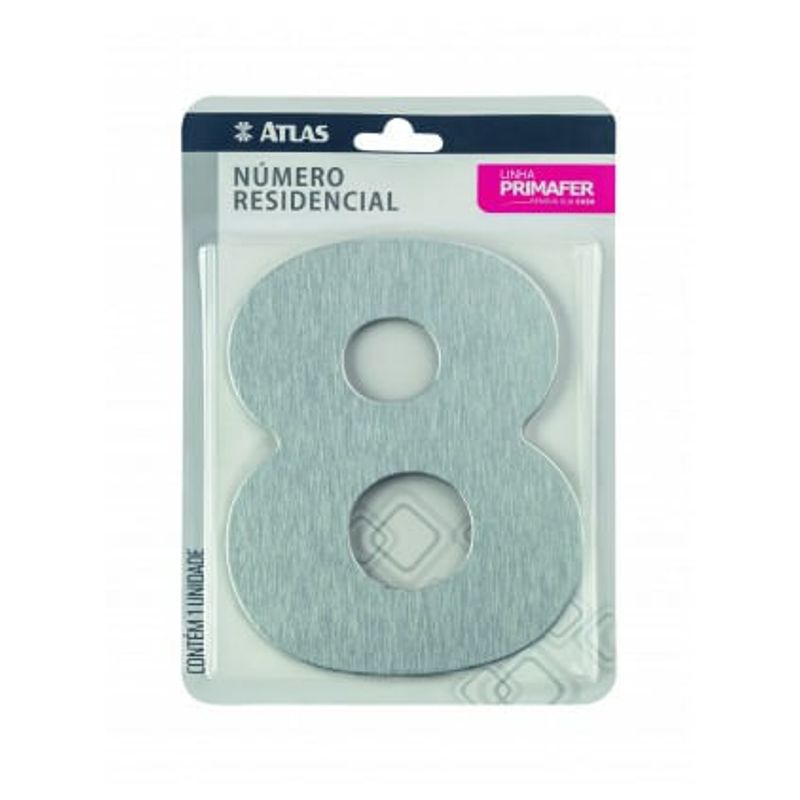 Algarismo Numérico para Casa Adesivo 12cm 8 Acm - Atlas - PR3001/8 - Unitário