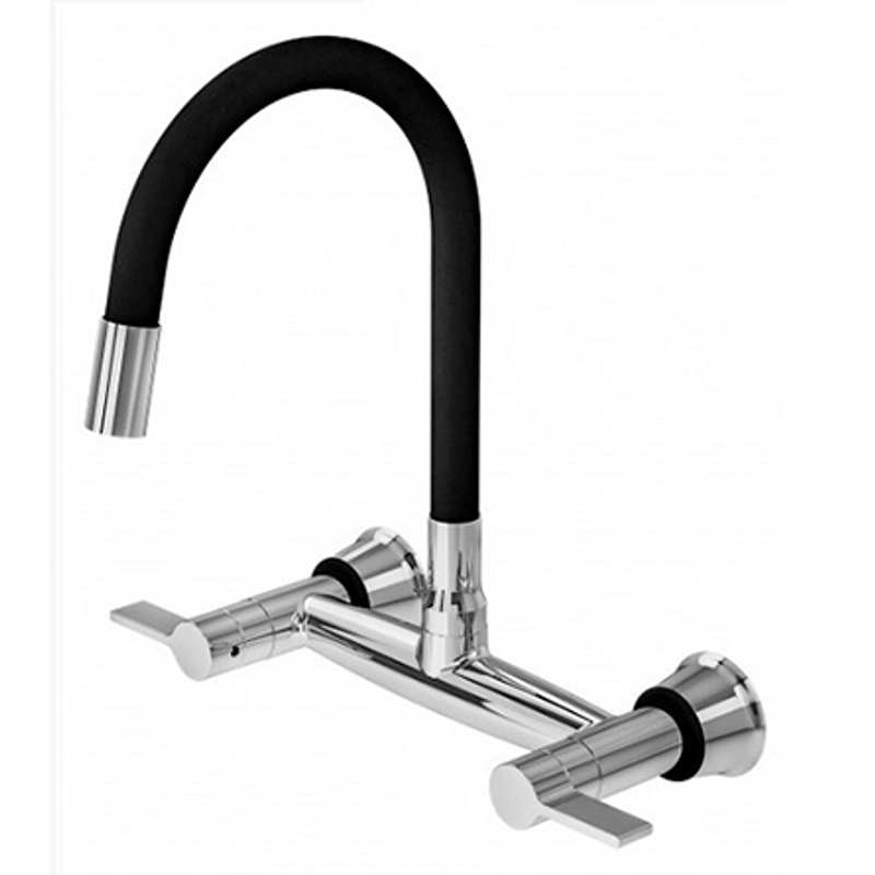 Misturador de Parede para Cozinha com Bica Flexível 1/4 Volta Black - Rainha - C70 - Unitário