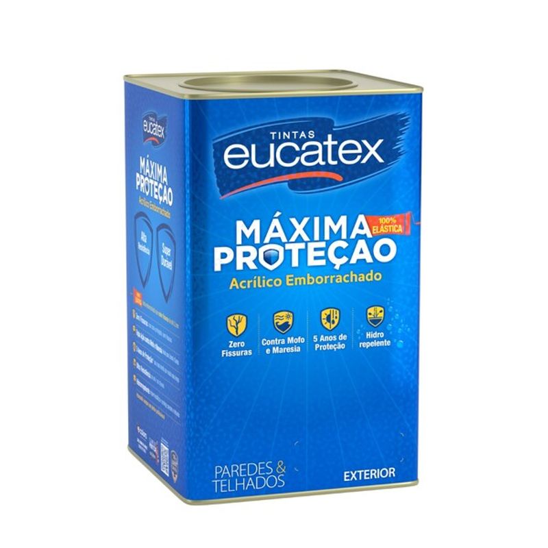 Tinta Acrílica Máxima Proteção Emborrachada 18L Branca - Eucatex - 1800001.18 - Unitário