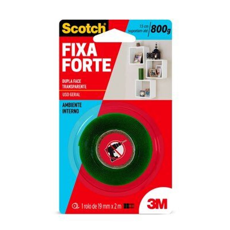 Fita Dupla Face Scotch Fixa Forte Transparente para Uso Interno - 3m - HB004419881 - Unitário