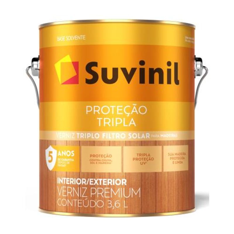 Verniz Tripla Proteção Brilhante Canela 3.6L - Suvinil - 53111024 - Unitário Verniz Tripla Proteção Brilhante Canela 3.6L - Suvinil - 53111024 - Unitário