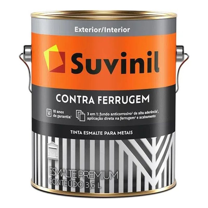 Esmalte Brilhante Contra Ferrugem 3.6L Branco - Suvinil - 50579133 - Unitário Esmalte Brilhante Contra Ferrugem 3.6L Branco - Suvinil - 50579133 - Unitário